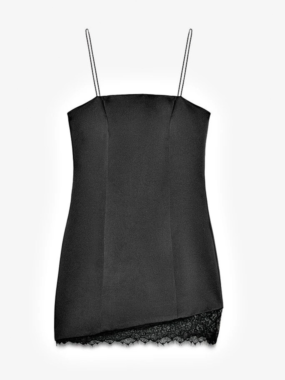Zara Black Satin Lace Slip Dress Mini Size Small